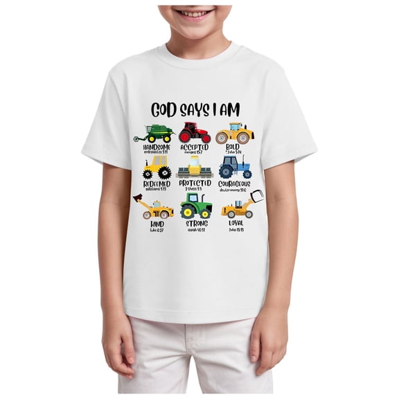 Gubotare Boys T Shirt Boys Short Sleeve Crew Neck T-Shirt with Chest Print | Soft Cotton Sizes 5-6T (White,5-6 Years)