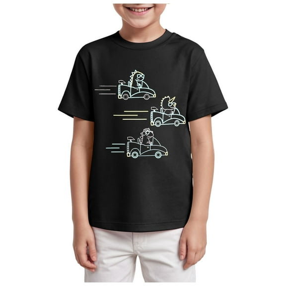 Gubotare Boys' T-Shirts Boys T-Shirts Summer Graphic Short Sleeve Tees Kids Casual Tops Car Sizes 7-8T (Black,7-8 Years)