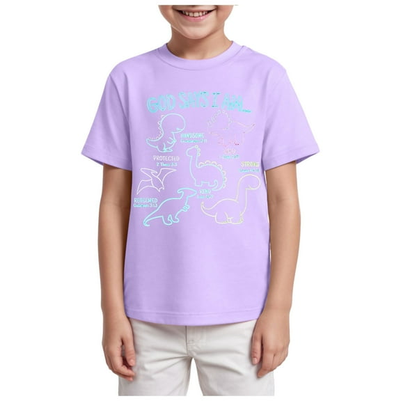 Gubotare Boys T Shirts Sports Boys Girls Shirts Graphic T-Shirt Clothes Kids Novelty Youth Short Sleeve Animal Print Tees Sizes 2-3T (Light Purple,2-3 Years)