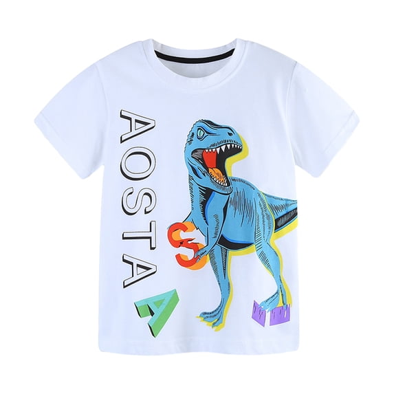 Gubotare Boys T Shirts Sports Little Boy Clothing Children Kids Boys Print Casual T Shirt Clothes Tops Girls Boys Tops Summer Cool (White,6-7 Years)
