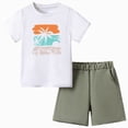 thumbnail image 1 of Gubotare Boys Tropical Outfit Boys 2 Pieces Summer Outfits Short Sleeve Button Down Shirts and Shorts Sets for Kids Vacation Beach Wear Size 9-10 (Green,9-10 Years), 1 of 6