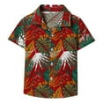 thumbnail image 1 of Gubotare Boys Tropical Shirt Boys Button Down Shirts Graphic Hawaiian Short Sleeve Shirt Tops (Red,Size 3-6 Months), 1 of 4