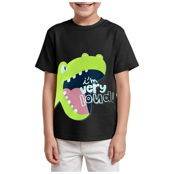 Gubotare Boys Tshirt Boys Cool Breathable Cartoon T-Shirt Summer Fun Colorful Graphic Soft Casual Tops Sizes 2-3T (Black,2-3 Years)