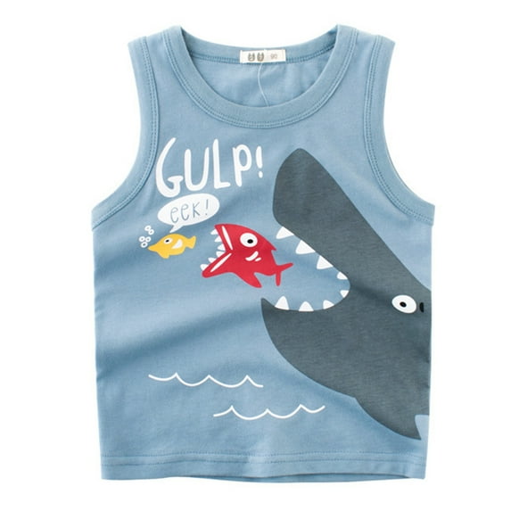 Gubotare Boys Undershirts Kids Boys Sleeveless Tshirts Tank Tops Crewneck Graphic Summer Top Toddler Undershirts Athletic Workout Clothes 2T 3T (Light Blue,Size 2-3 Years)