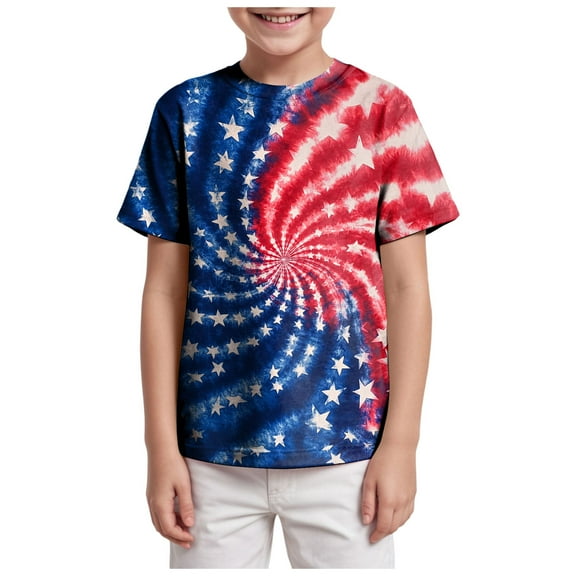 Gubotare Boys Usa Shirt Toddler Boy Graphic Shirts, Dinosaur Short Sleeve Cotton Tshirt, Kids Summer Cars Tees Top Clothes (Blue,Size 4-5 Years)