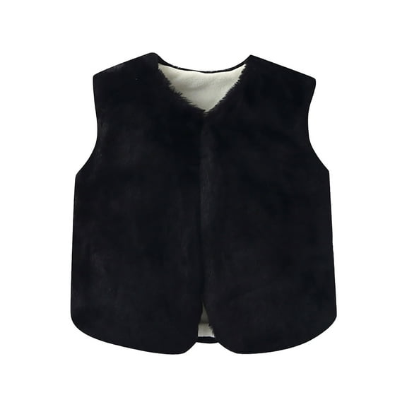 Gubotare Boys Vest Girls Sherpa Fleece Vest Warm Fuzzy Full Zip Sleeveless Jacket Kids Soft Cozy Outerwear with Pockets 5T 6T (Black,5-6 Years)