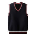 thumbnail image 1 of Gubotare Boys Vest Unisex Baby Sweater Vest Knitted Soft Uniform Cotton V-Neck Sleveeless Waistcoat Vest Size 13-15 (Navy,13-15 Years), 1 of 4