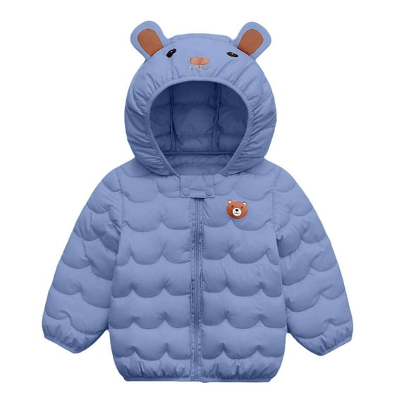 Gubotare Boys Winter Coat Girls' Shine Heavyweight Hooded Puffer Jacket Winter Jacket Size 3T 5T (Blue,3-5 Years)