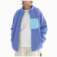 thumbnail image 1 of Gubotare Boys Zip Up Fleece Jacket Kids Lightweight Outerwear Long Sleeve Mock Neck Coat with Pockets 5-14Y (Sky Blue, 11-12 Years), 1 of 6