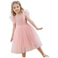 thumbnail image 1 of Gubotare Butterfly Dress for Girls Pageant Dresses for Girls Kids Toddler Off Shoulder Puff Ruffle Sequin Floral Embroidery High Low Flower Girl Dress (Pink,Size 2-3 Years), 1 of 3