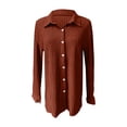 thumbnail image 1 of Gubotare Button Down Shirts for Women Long Sleeve Dressy Casual Blouses Winter Tops (Red,L), 1 of 5