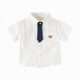 thumbnail image 1 of Gubotare Button Up Shirt Boys Short Sleeve Toddler Baby Boy Short Sleeve Button Down Shirt Spring Summer Clothes 5T 6T (White,5-6 Years), 1 of 9