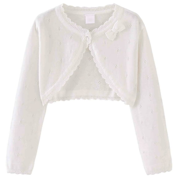 Gubotare Cardigan Girls Cardigan for Girls Lightweight Casual Long Sleeve Open Front Sweater Soft Outerwear Coat Size 7-8 (White,7-8 Years)