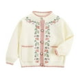 thumbnail image 1 of Gubotare Cardigan for Girls Casual Baby Girl Cardigan Sweater Infant Toddler Long Sleeve Button Up Knit Jacket Coat Warm Fall Winter Clothes 3T 4T (White,3-4 Years), 1 of 5