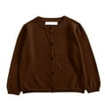 thumbnail image 1 of Gubotare Cardigan for Girls Casual Casual Girls Long Sleeve Sweater Buttons Open Front Knit Sweater Kids Fall Lightweight Cardigan Coats for Toddler 4T 5T (Brown,4-5 Years), 1 of 5