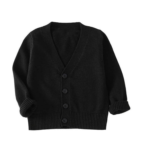 Gubotare Cardigan Girls Toddler Baby Girl Lightweight Crewneck Cardigan Jacket Long Sleeve Open Front Sweater Casual Spring Fall Knitwear Size 18 24 Months (Black,18-24 Months)