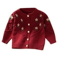 thumbnail image 1 of Gubotare Cardigan Girls Uniform Toddler Girl Sweater Strawberry Cardigan Knit Sweater Girl Fall Winter Clothes Kawaii Sweater Cute Tops Size 1T 2T (Red,1-2 Years), 1 of 3
