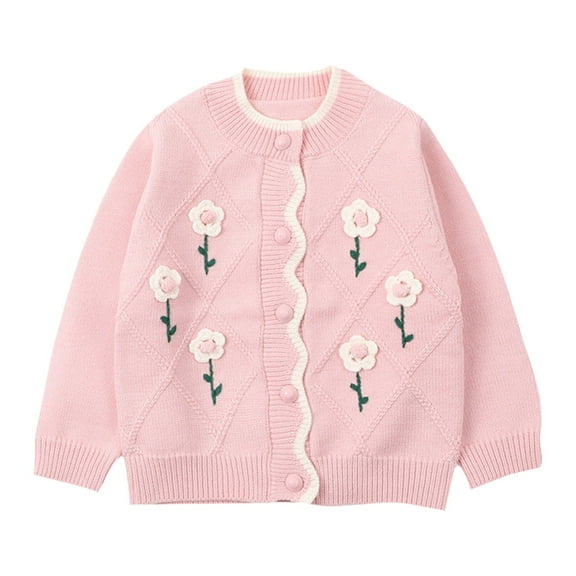 Gubotare Cardigan for Toddler Girl Girls Long Cardigan Sweater Lightweight Open Front Long Sleeve Cardigan Kids Knitted Sweaters Size 4T 5T (Pink,4-5 Years)