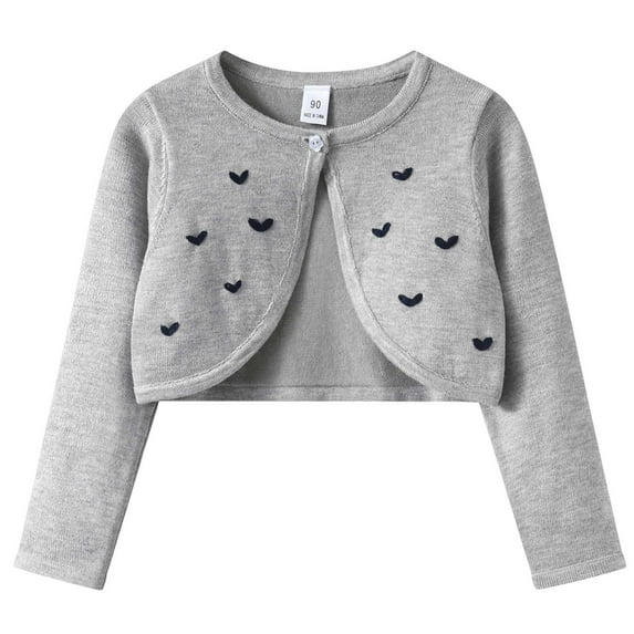 Gubotare Cardigan for Toddler Girl Toddler Girls Cropped Shrug Cardigan Knit Button Cover Up for Dresses School Parties & Holidays Size 13-14 (Grey,13-14 Years)
