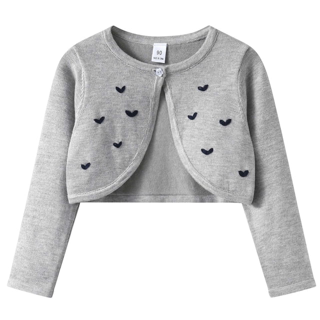 Gubotare Cardigan for Toddler Girl Toddler Girls Cropped Shrug Cardigan Knit Button Cover Up for Dresses School Parties & Holidays Size 13-14 (Grey,13-14 Years)