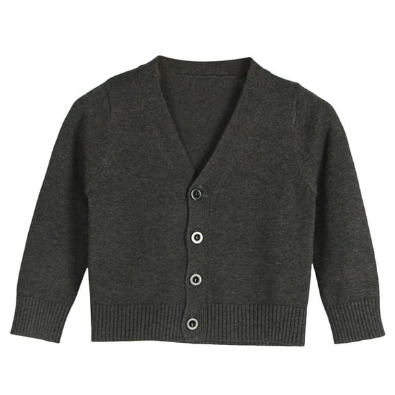 Gubotare Cardigan for Girls School Uniform Girls Open Front Kids Long Sleeve Cropped Elegant Cardigan Knit Sweater Size 6-7 (Grey,6-7 Years)