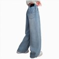 thumbnail image 1 of Gubotare Cargo Jeans for Girls Girl's Applique Elastic High Waist Jeans Wide Leg Loose Denim Pants Size 13-14 (Light Blue,13-14 Years), 1 of 9