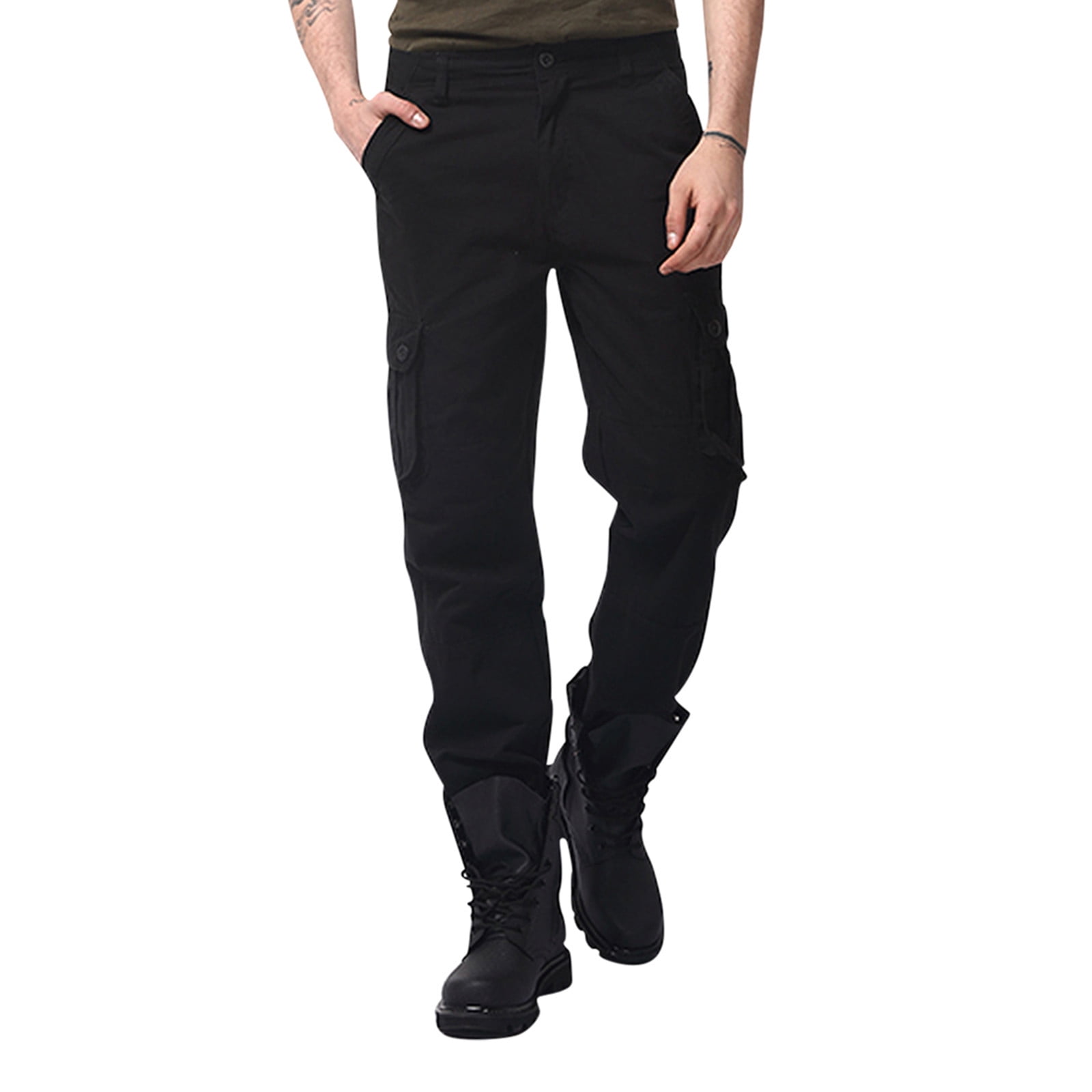 Gubotare Cargo Pants Men Big and Tall Belted Relaxed Fit Casual