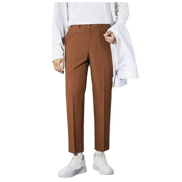 Gubotare Casual Pants for Men Men's Classic Fit Cotton Stretch Pants-Pleated (Regular and Big Tall) (Coffee,28)