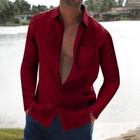 Gubotare Casual Shirts for Men Men's Long Sleeve Button Down Shirts Dress Casual Winter Regular Fit Top (,XL)