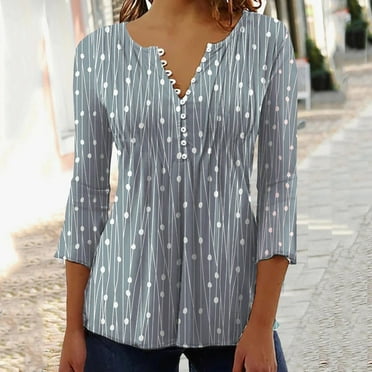 Gubotare Casual Tops For Women Women's Long Sleeve Round Neck Elbow Patched Color Block Stripe Shirt Tops,Gray XL