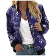 thumbnail image 1 of Gubotare Casual Zip Up Jacket Women Womens Bomber Jacket Coat Casual Stand Collar Zip Up Lightweight Fall Fashion Jackets Outfits with Pockets (Purple,M), 1 of 5