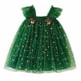 thumbnail image 1 of Gubotare Christmas Dress Girls Tulle Flower Girl Dress for Wedding Sparkly Appliques Pageant Dress Off Shoulder Ball Gown Party Dress Size 8-9 (Green,8-9 Years), 1 of 8