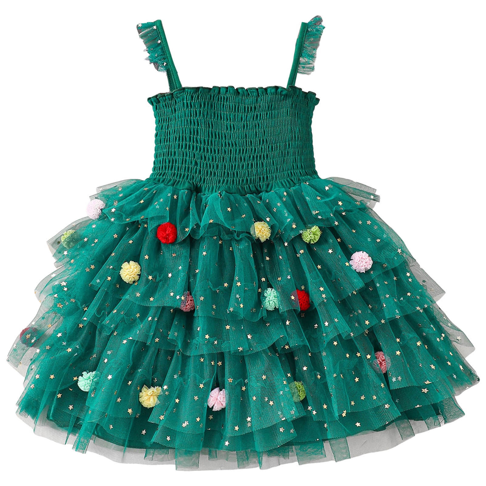 chiffon christmas dress Gubotare Long Dresses Slit A-Line Ruffles Flower Girl Dresses for Wedding Girls Pageant Dress Size 5T 6T(Green,5-6 Years) Wedding dress