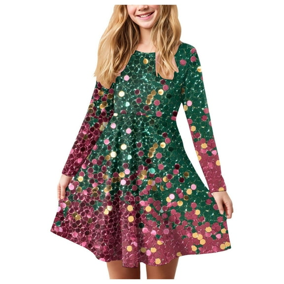 Gubotare Christmas Dress Toddler Toddler Girls Christmas Dress Long Sleeve Ruffle Velvet Tutu Fall Winter Holiday Party Princess Dresses Size 4T 5T(Watermelon Red,4-5 Years)