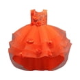 thumbnail image 1 of Gubotare Christmas Dress Toddler Tutu Long Chiffon Dresses Slit A-Line Ruffles Flower Girl Dresses for Wedding Girls Pageant Dress Size 8-9(Orange,8-9 Years), 1 of 4