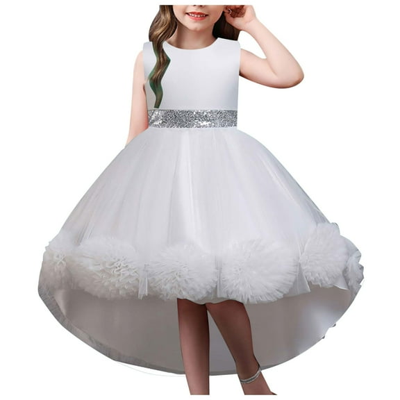 Gubotare Christmas Dresses for Girls Toddler Girls Birthday Dress Strawberry Floral Tulle Princess Party Dresses Summer Cake Smash Size 4T 5T(White,4-5 Years)