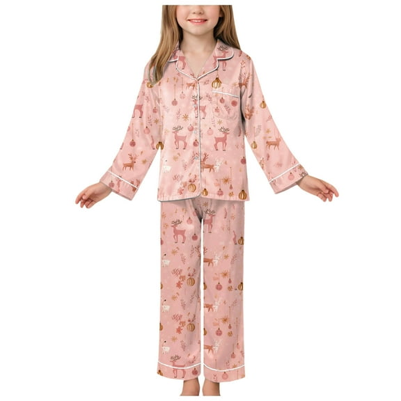 Gubotare Christmas Gift Set Kids Unisex Girls & Boys Soft Comfy Shirring Sleepwear Pajamas 2pcs Set Size 9-10 (Light Pink,9-10 Years)