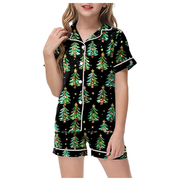 Gubotare Christmas Pajamas Baby Girl Toddler Gril Pajamas Set Summer Short Sleeve Pjs Clothes for Girl Size 4t 5t (AG,4-5 Years)