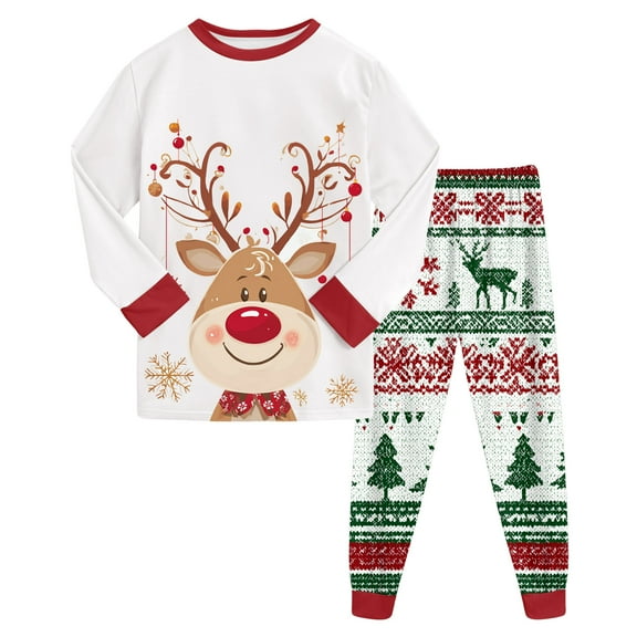 Gubotare Christmas Pajamas for Boys Little Boys Pajamas for Toddler Clothes Set Sleepwear Long Sleeve 2 Piece Kids Pjs Size 7-8 (Watermelon Red,7-8 Years)