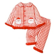 Gubotare Christmas Pajamas for Girls Teen Baby Button Down Pajamas Set Shirt and Pants Toddler Cotton Pjs Long Sleeve Sleepwear Size 12 18 Months (Red,12-18 Months)