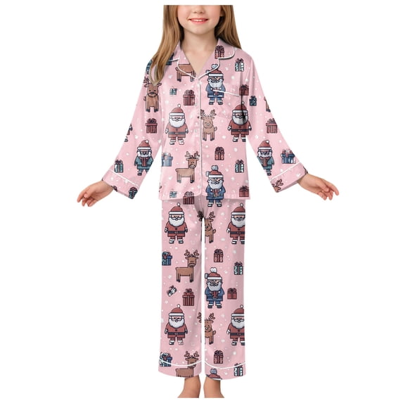 Gubotare Christmas Pajamas Little Girls 2-Piece Cozy Pajamas For Little/Big Boys Long Sleeves Soft Pjs Set Kid 5T 6T (Pink,5-6 Years)