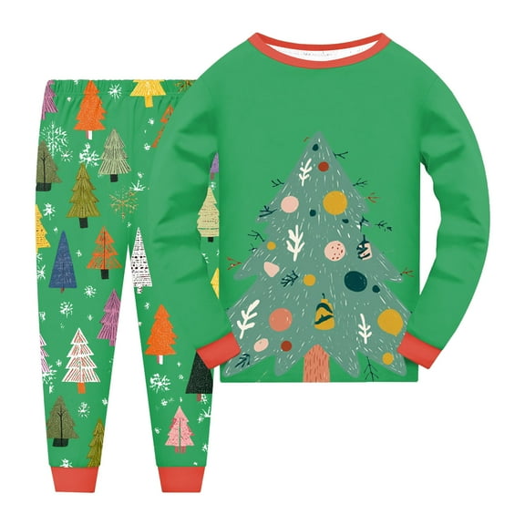 Gubotare Christmas Pajamas Little Girls Set Girls Pajama Pants and Sleep Shirt Sets for Kids - 2 Piece PJ Sleepwear Set for Little Girls Size 8-9 (Green,8-9 Years)