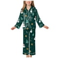 thumbnail image 1 of Gubotare Christmas Pajamas for Little Girls Silk Unisex Kids Pajamas Set Button-Down Long Sleeve Sleepwear Lounge Set Size 9-10 (Dark Green,9-10 Years), 1 of 9