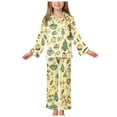 thumbnail image 1 of Gubotare Christmas Pajamas Teen Girls Cute Girls Cute Pajama Sets Long Sleeve Lovely Sleepwear 2 Piece PJS Multiple Cartoon Jammies Size 13-14 (Yellow,13-14 Years), 1 of 9