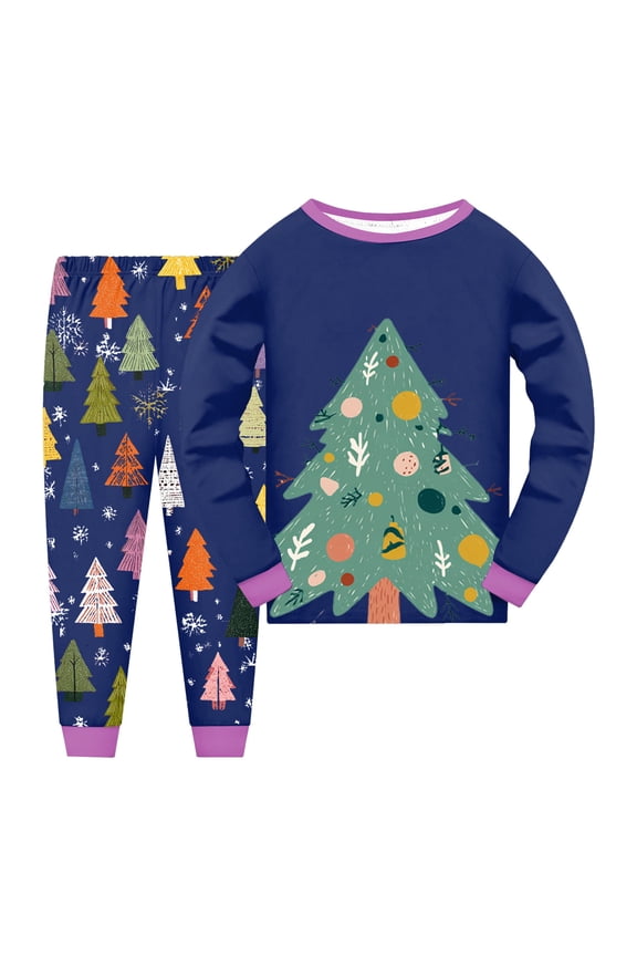 Christmas Pajamas Toddler Girl Baby Pajama Set Snug fit Pjs for Girls Boys Toddler Kids, Supersoft & Stretchy Sleeper Sleepwear 2T 3T (Dark Blue,2-3 Years)