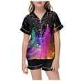 thumbnail image 1 of Gubotare Christmas Pajamas Toddler and Baby Girls Clothes Trendy Tie Dye Pajamas 2-Piece Shirt & Shorts PJ Set Size 8-9 (Hot Pink,8-9 Years), 1 of 6