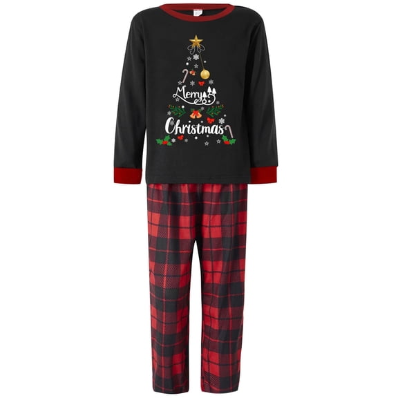 Gubotare Christmas Pajamas for Family Christmas Family Pajamas Sets Christmas Family Matching Pajamas Sleepwear Pjs (Black,13-14 Years)