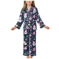 thumbnail image 1 of Gubotare Christmas Pajamas for Girls Teen Kids Pajamas Sets Girls Boys Silky Pajamas Sleepwear Size 11-12 (Dark Blue,11-12 Years), 1 of 9
