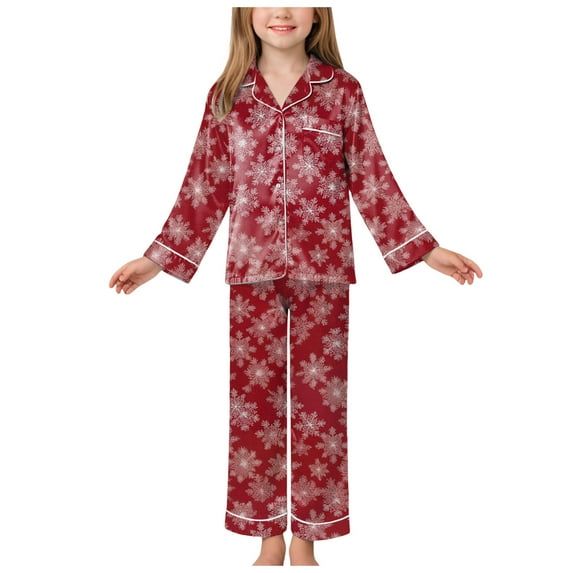 Gubotare Christmas Pajamas for Girls Trendy Pajamas for Girls 2-Piece Soft Long Sleeve & Pants PJ Set Jammies Size 9-10 (Red,9-10 Years)
