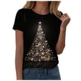 thumbnail image 1 of Gubotare Christmas Round Neck Shirt Women's Casual Holiday Short Sleeved Shirts Christmas Fun Printed Winter T-Shirt Top Christmas Tree Print Shirt (Gold,XL), 1 of 6